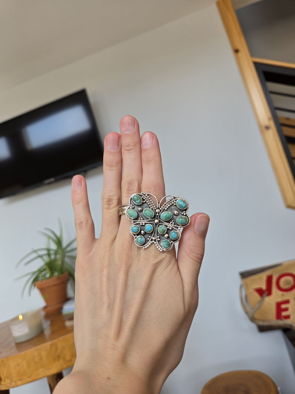 Turquoise Sterling Silver Butterfly Ring